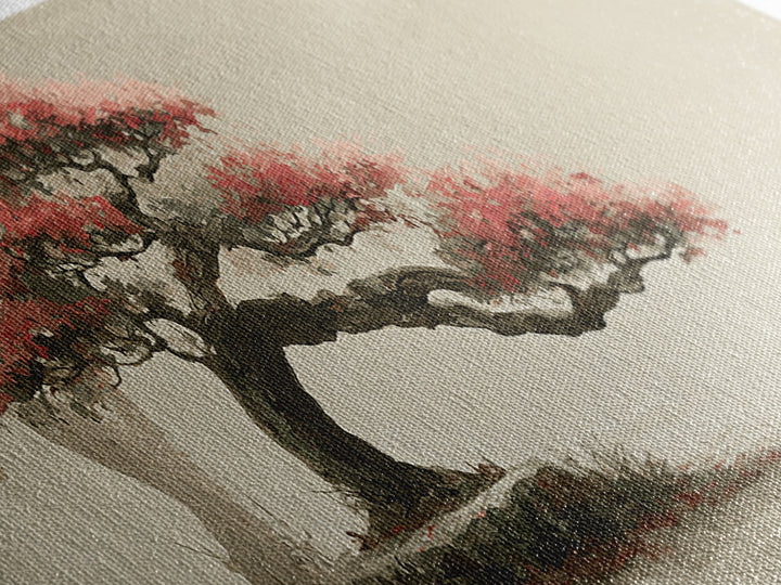 Bonsai Tree Study Framed Canvas Print, Asian Inspired Art, Digital Download Art, Living Room Decor, Oil Painting, Harmony, ASI-3x1-74