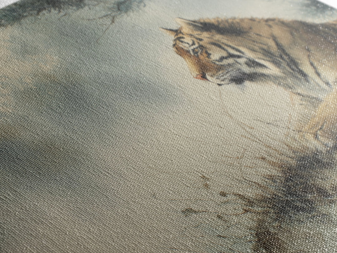 Tiger Portrait with Expressive Brush Ink Energy Canvas Print, Asian Inspired Art, Neutral Wall Art, Living Room Decor, Harmony, ASI-3x2-44