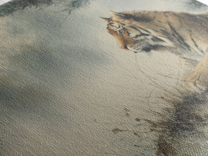 Tiger Portrait with Expressive Brush Ink Energy Canvas Print, Asian Inspired Art, Neutral Wall Art, Living Room Decor, Harmony, ASI-3x2-44