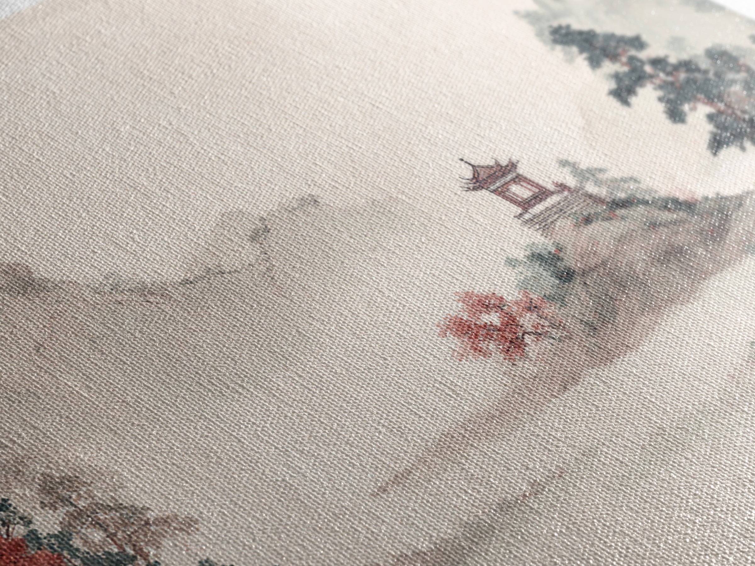 Chinese Mountain Scroll Landscape Canvas Print, Asian Inspired Art, Boho Decor, Living Room Decor, Fine Art, Harmony, ASI-3x2-84