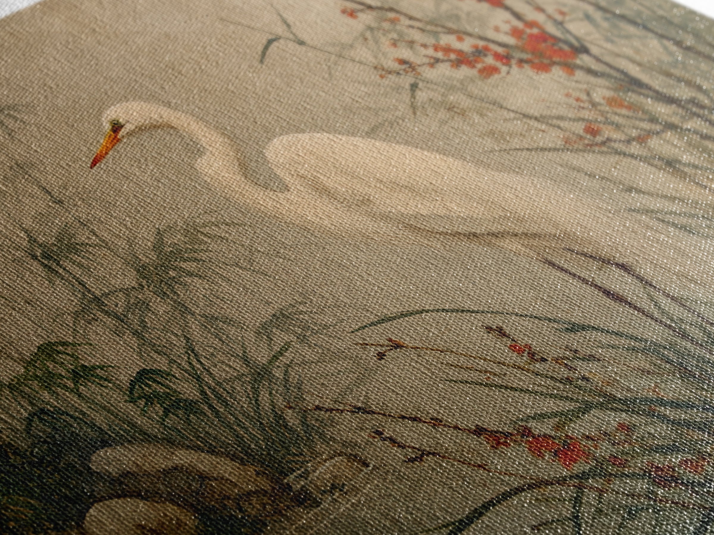 White Heron Standing Framed Canvas Print, Asian Inspired Art, Modern Wall Decor, Living Room Decor, Fine Art, Harmony, ASI-3x2-85