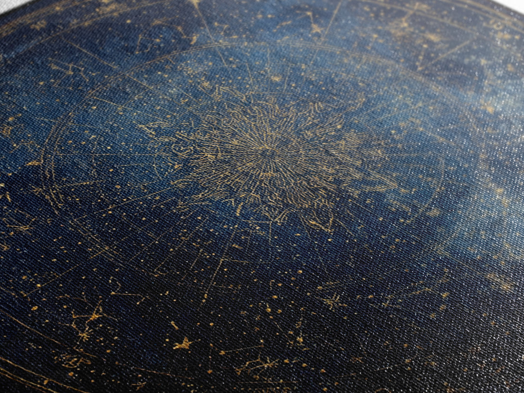 Gold Zodiac Wheel on Deep Midnight Blue Framed Canvas Print, Astrology Art, Neutral Decor, Living Room Decor, Fine Art, Zodiac, AST-1x1-1