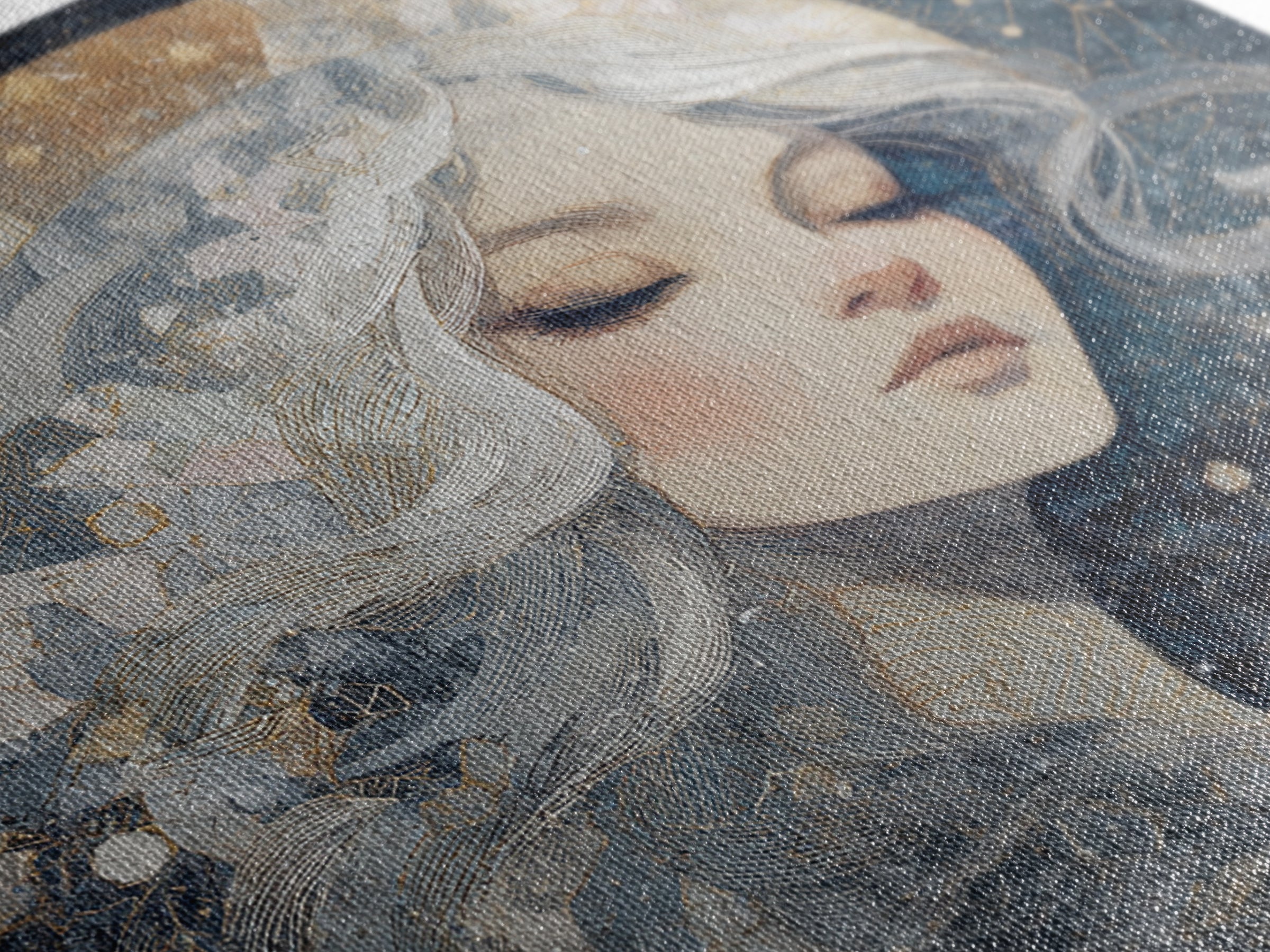 Moon Goddess with Flowing Hair and Constellations Canvas Print, Astrology Art, Celestial Wall Art, Living Room Decor, Zodiac, AST-1x1-27