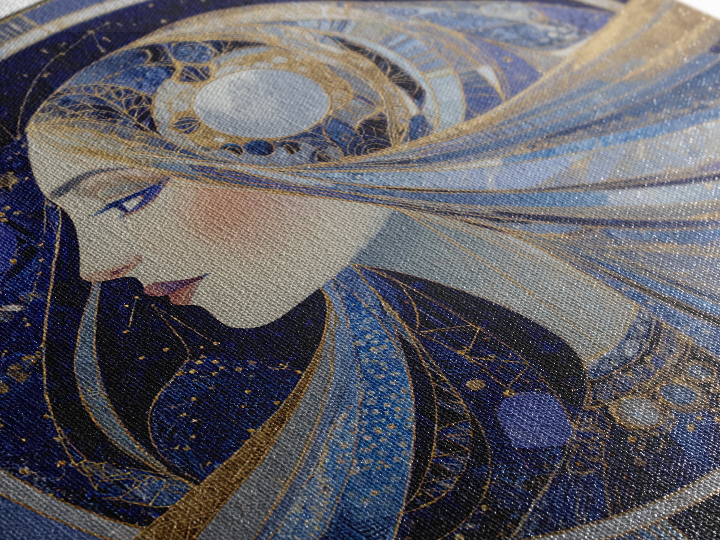 Moon Goddess with Flowing Hair and Constellations Canvas Print, Astrology Art, Boho Decor, Living Room Decor, Fine Art, Zodiac, AST-1x1-3