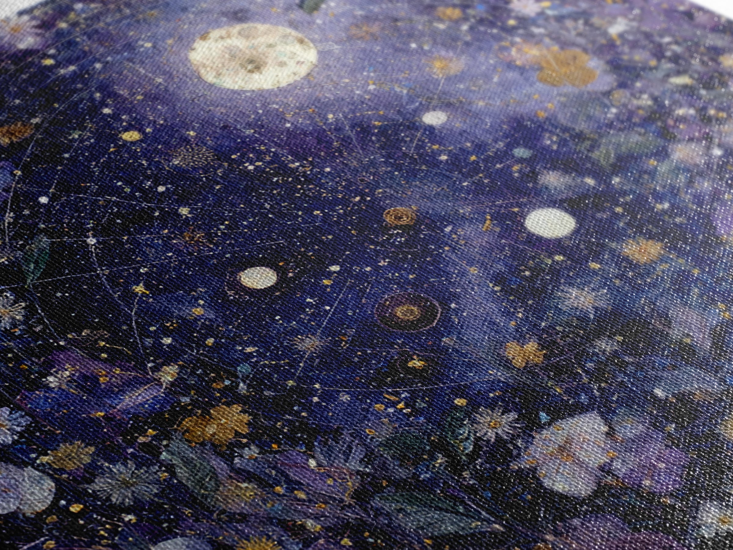 Dreamlike Night Garden Framed Canvas Print, Astrology Art, Astronomy Print, Living Room Decor, Oil Painting, Zodiac, AST-1x1-46