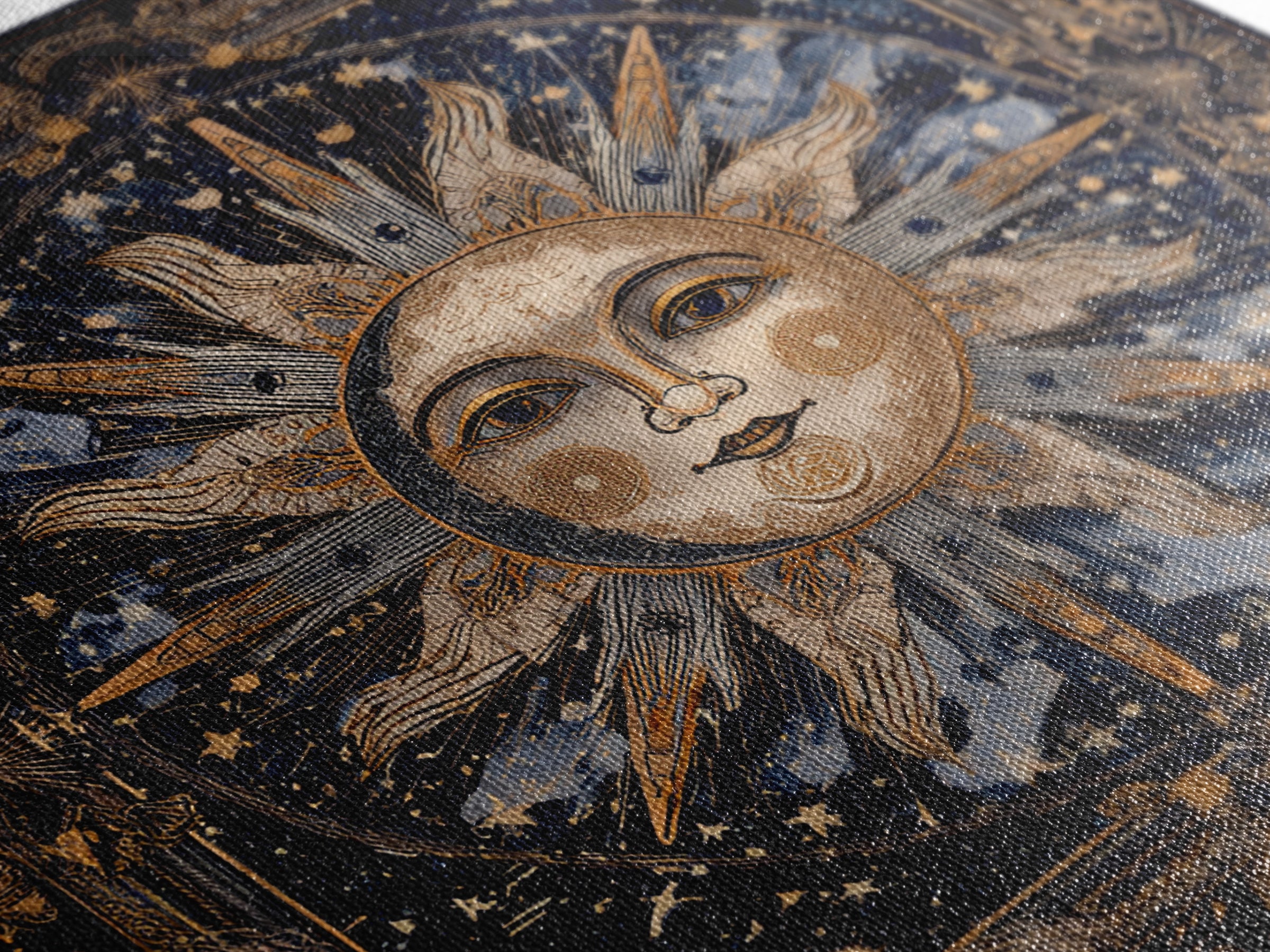 Sun and Moon Faces Canvas Print, Astrology Art, Modern Decor, Living Room Decor, Oil Painting, Zodiac, Art Print, Digital Art, AST-1x1-5