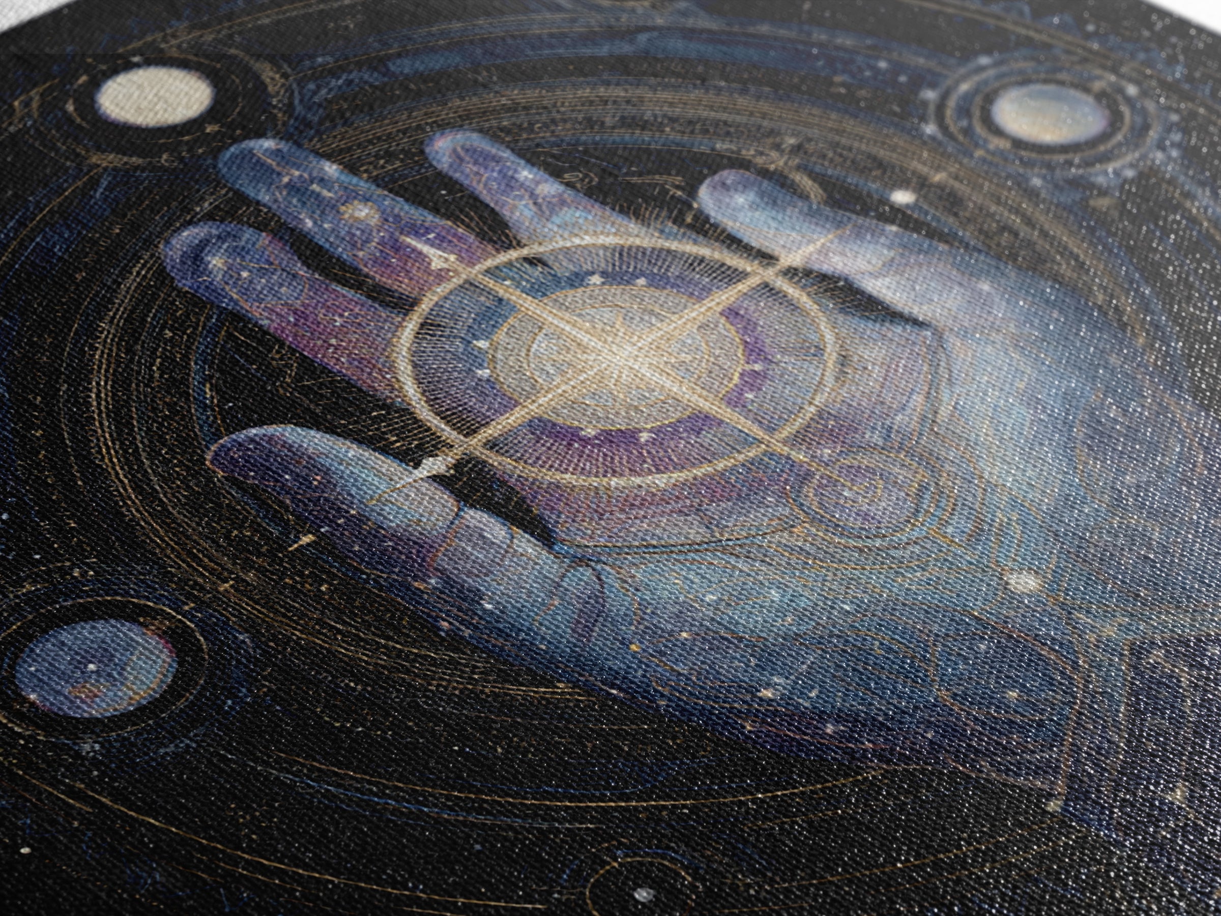 Tarot Cosmic Hand Holding a Glowing Star Framed Canvas Print, Astrology Art, Fine Art Print, Living Room Decor, Zodiac, AST-1x1-78