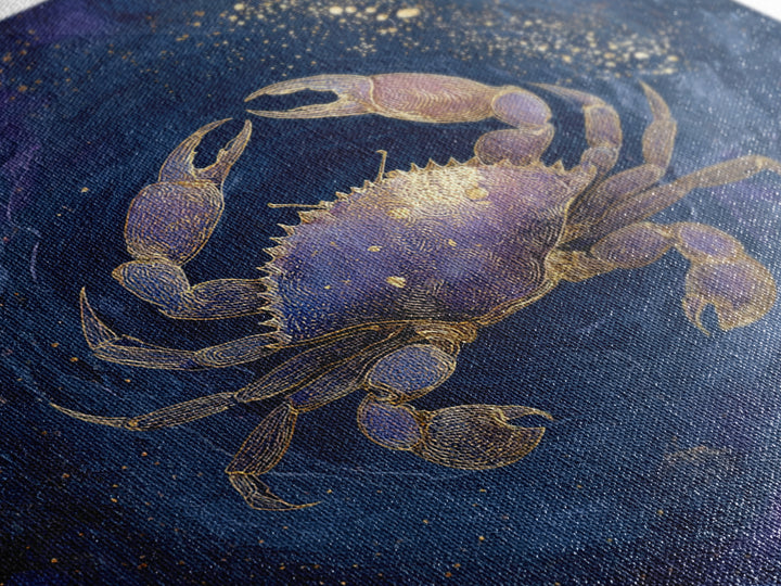 Celestial Crab under Glowing Ocean Moonlight Canvas Print, Astrology Art, Minimalist Decor, Living Room Decor, Zodiac, AST-1x1-88