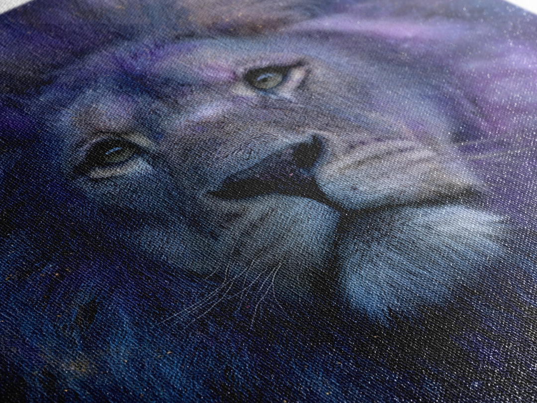 Celestial Lion Portrait Formed from Star Patterns Canvas Print, Astrology Art, Textured Painting, Living Room Decor, Zodiac, AST-1x1-98