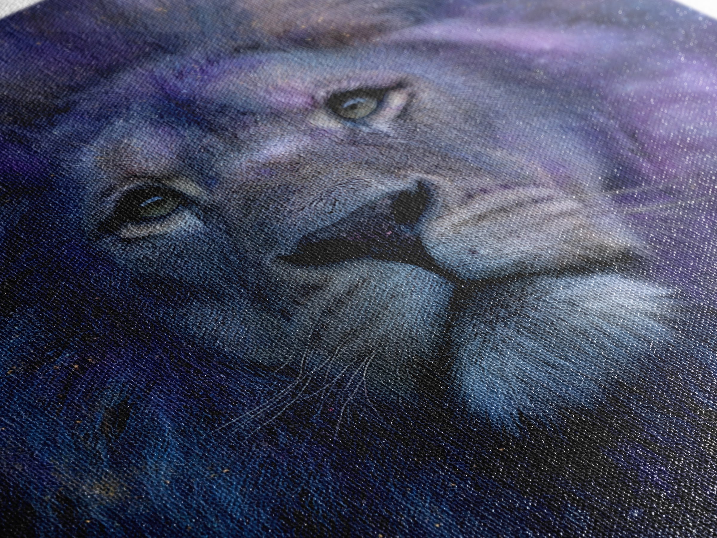 Celestial Lion Portrait Formed from Star Patterns Canvas Print, Astrology Art, Textured Painting, Living Room Decor, Zodiac, AST-1x1-98
