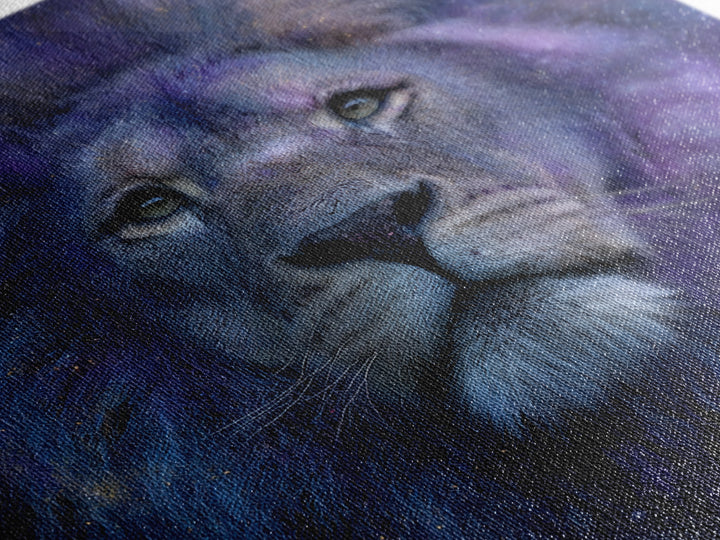 Celestial Lion Portrait Formed from Star Patterns Canvas Print, Astrology Art, Textured Painting, Living Room Decor, Zodiac, AST-1x1-98