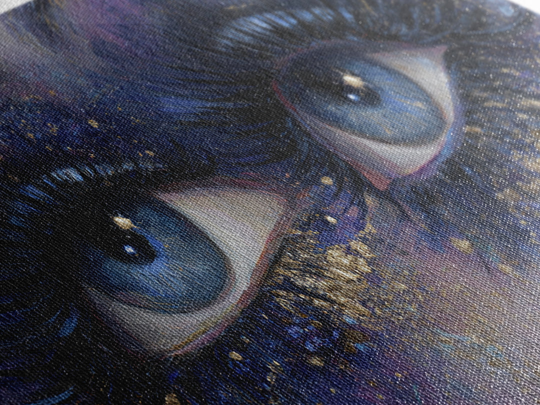 Mystic Eye with Planets Orbiting Through Lashes Canvas Print, Astrology Art, Wall Art, Living Room Decor, Oil Painting, Zodiac, AST-2x1-32