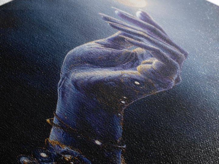 Tarot Cosmic Hand Holding a Glowing Star Framed Canvas Print, Astrology Art, Print, Living Room Decor, Fine Art, Zodiac, AST-2x1-50