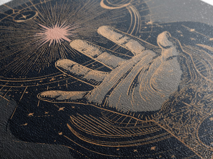 Tarot Cosmic Hand Holding a Glowing Star Canvas Print, Astrology Art, Boho Decor, Living Room Decor, Abstract Art, Zodiac, AST-2x3-62
