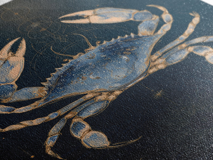 Celestial Crab under Glowing Ocean Moonlight Canvas Print, Astrology Art, Psychedelic Art, Living Room Decor, Fine Art, Zodiac, AST-2x3-96