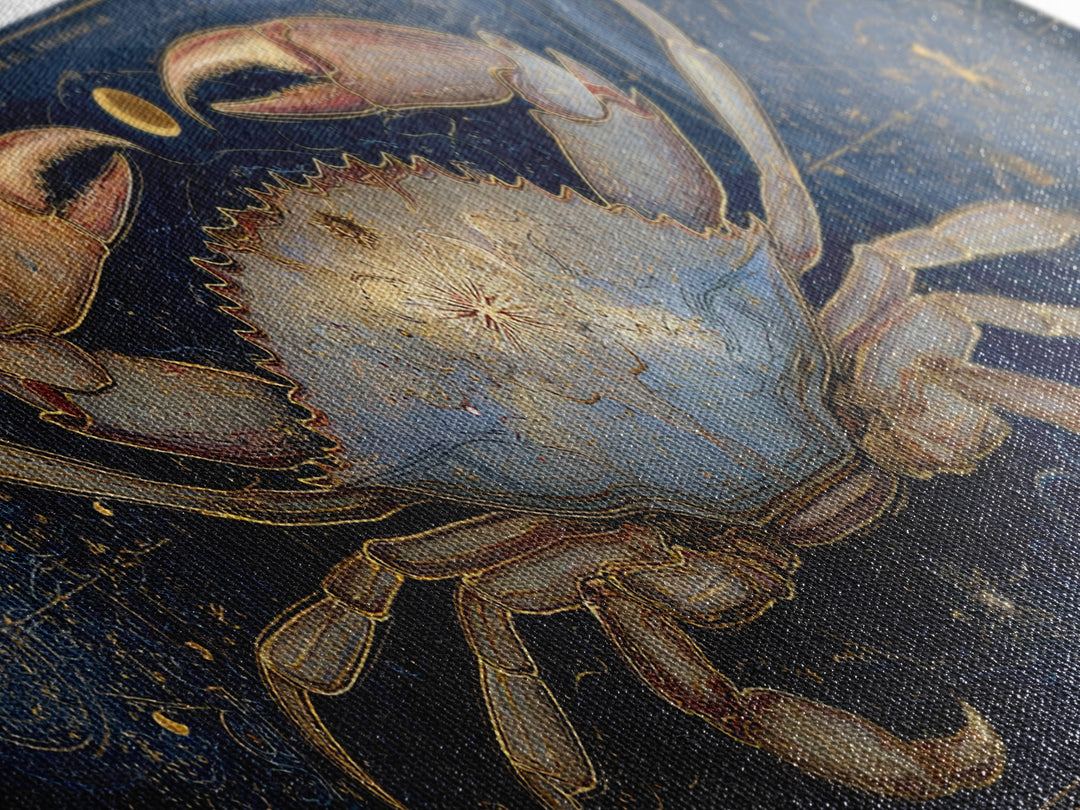 Celestial Crab under Glowing Ocean Moonlight Canvas Print, Astrology Art, Zodiac Sign Print, Living Room Decor, Zodiac, AST-3x1-8