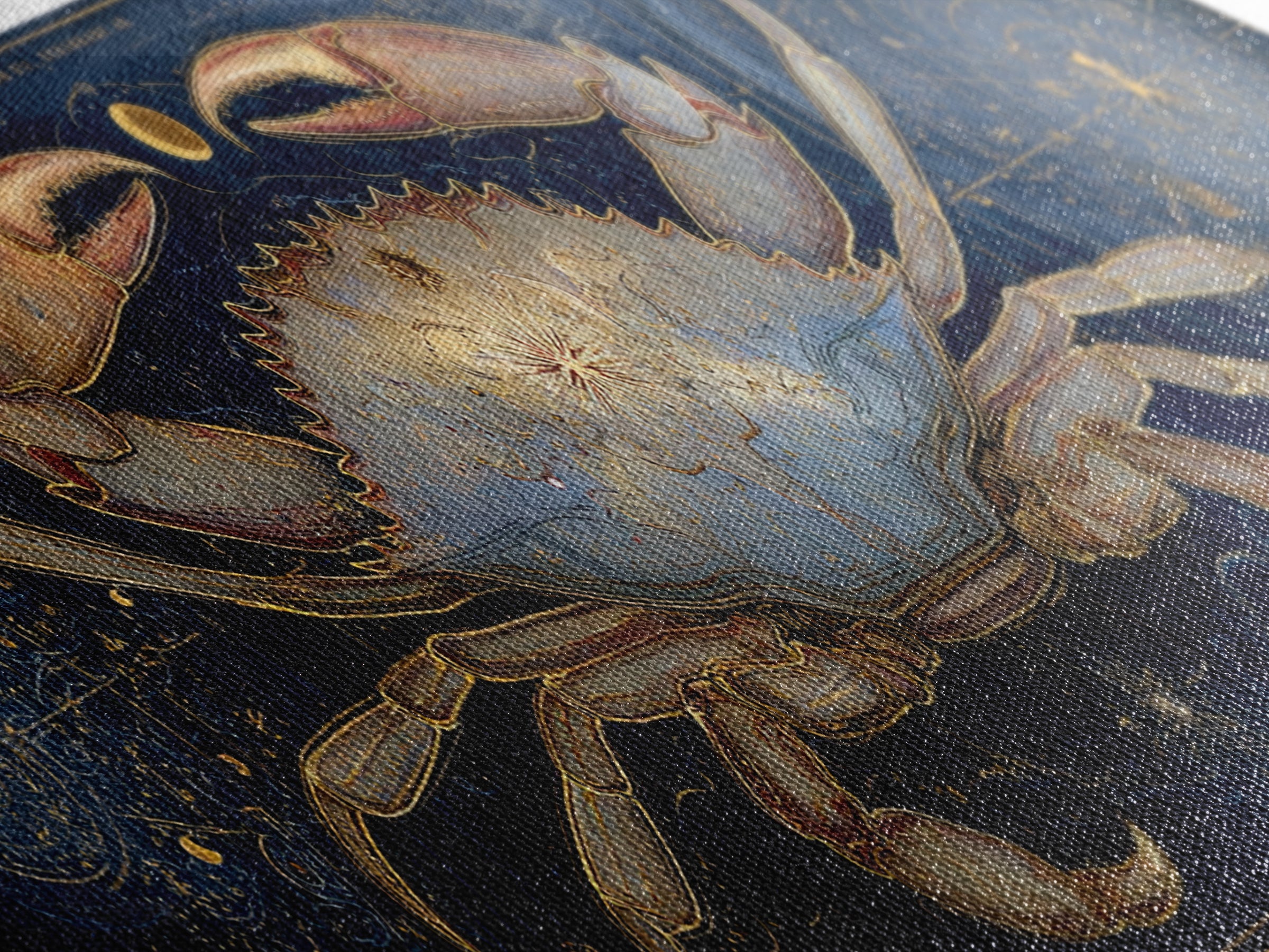Celestial Crab under Glowing Ocean Moonlight Canvas Print, Astrology Art, Zodiac Sign Print, Living Room Decor, Zodiac, AST-3x1-8