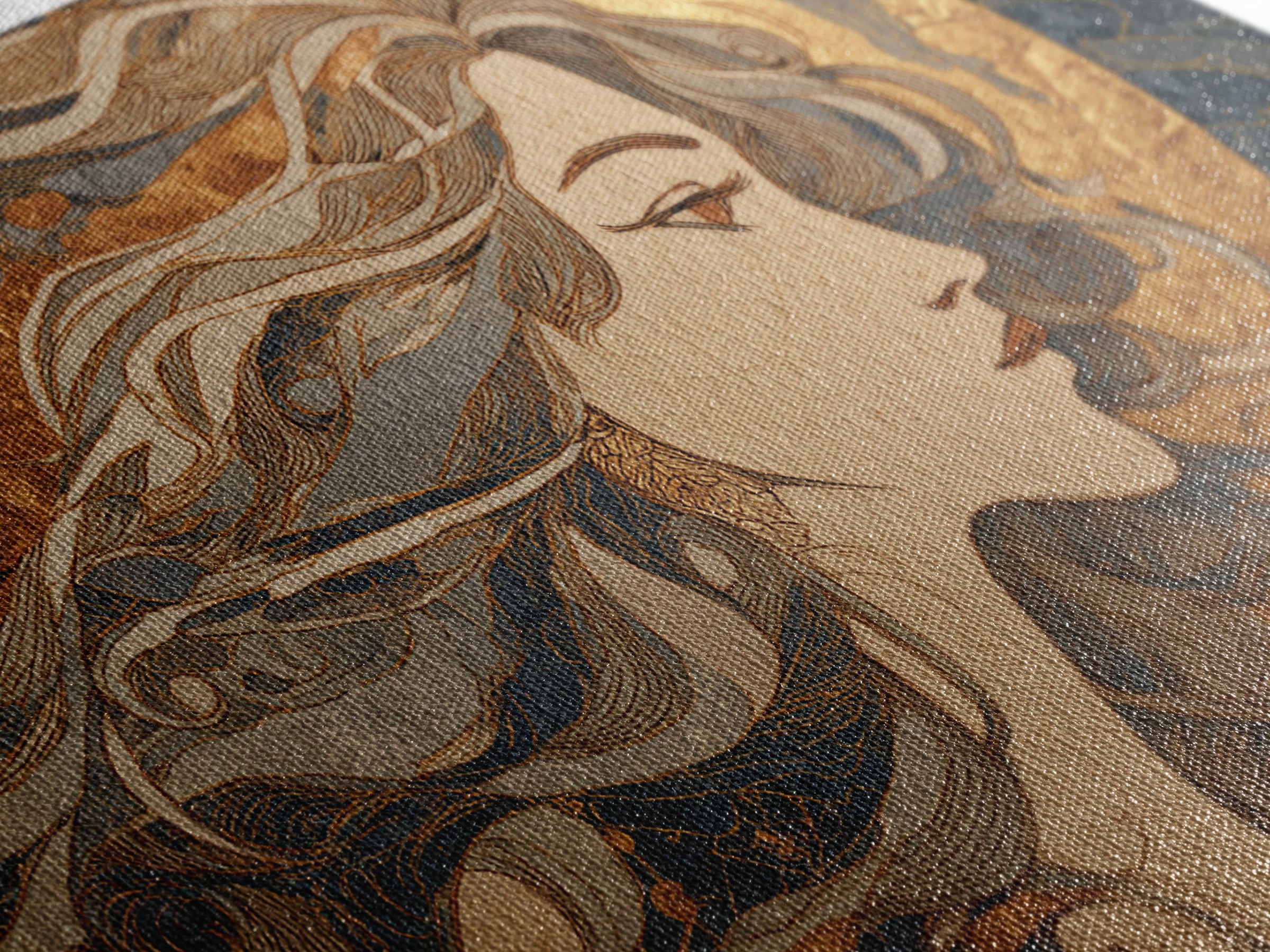 Moon Goddess with Flowing Hair and Constellations Canvas Print, Astrology Art, Fine Art Print, Living Room Decor, Zodiac, AST-3x2-31
