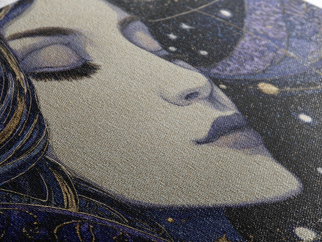 Art Nouveau Zodiac Woman Canvas Print, Astrology Art, Astrology Gifts, Living Room Decor, Oil Painting, Zodiac, Astronomy Print, AST-3x2-4