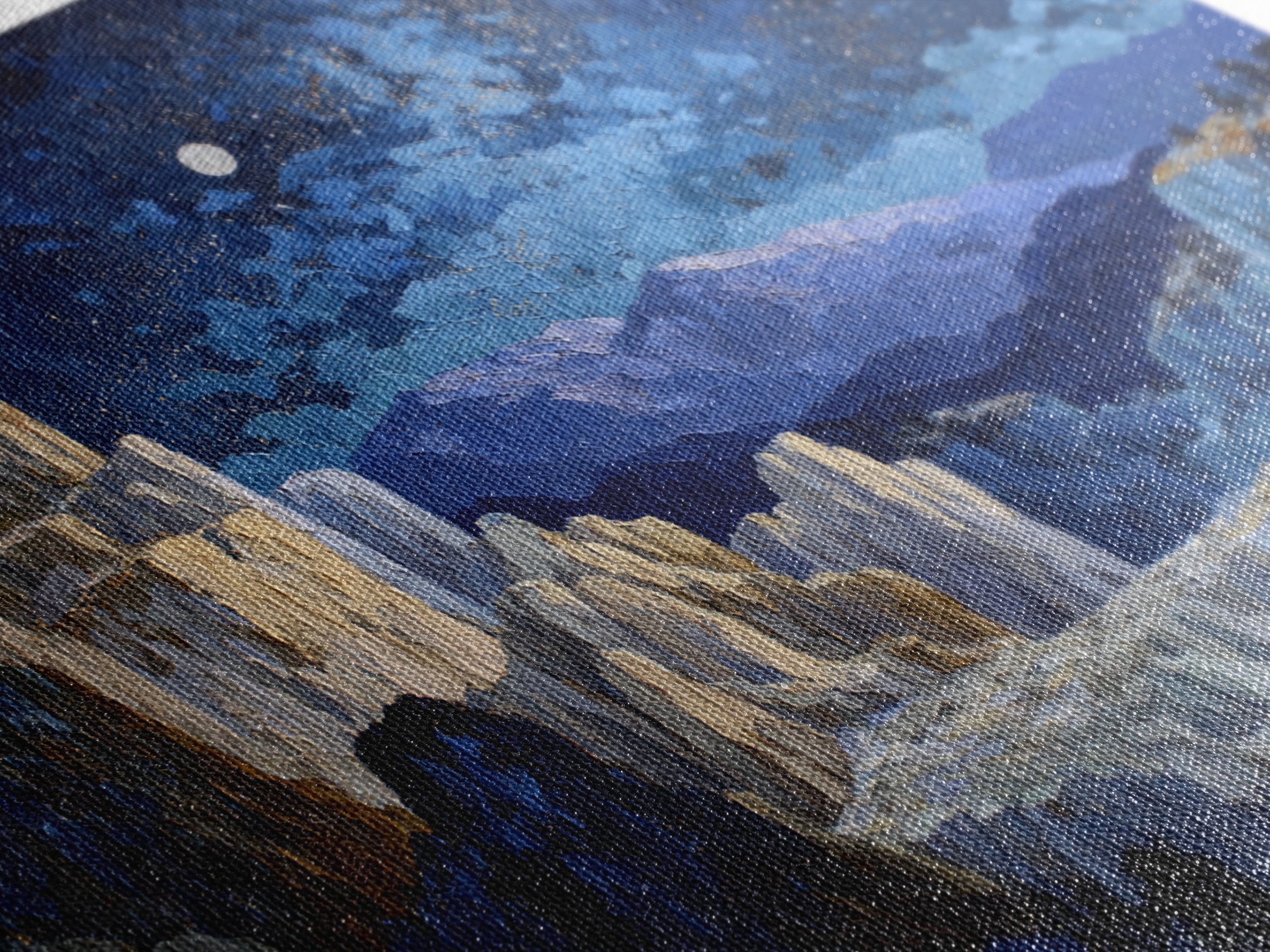 Ram Constellation Above Desert Cliffs at Night Canvas Print, Astrology Art, Textured Painting, Living Room Decor, Zodiac, AST-3x2-60