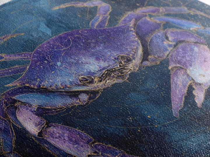 Celestial Crab under Glowing Ocean Moonlight Framed Canvas Print, Astrology Art, Art Print, Living Room Decor, Fine Art, Zodiac, AST-3x2-92
