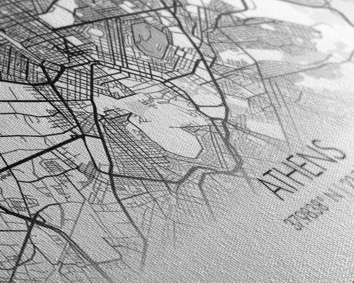 Athens Street Map, Greece Map, Map Print, Modern Art, Wall Art, Canvas Print, Preppy Room Décor, Coffee Bar Décor, Graduation Gifts, Office