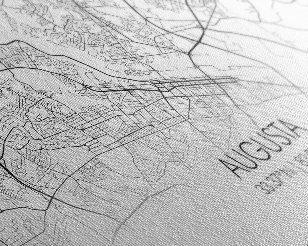 Augusta Street Map, Georgia Map, Map Print, Modern Art, Wall Art, Canvas Print, Farmhouse Décor, College Dorm Décor, Teacher Gift, Prints