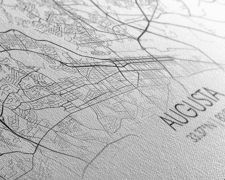 Augusta Street Map, Georgia Map, Map Print, Modern Art, Wall Art, Canvas Print, Farmhouse Décor, College Dorm Décor, Teacher Gift, Prints