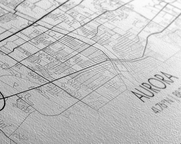 Aurora Street Map, Illinois Map, Map Print, Modern Art, Wall Art, Canvas Print, Room Décor For Teens, Cool Wall Art, Fun Gift, Classroom Art