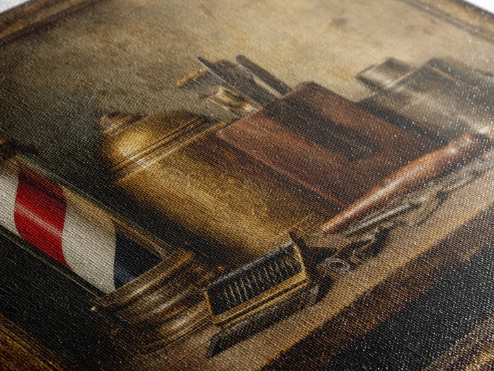 Antique Clippers and Combs on Worn Wood Framed Canvas Print, Barbershop Art, Black Man Art, Barbershop Decor, Abstract Art, BAA-1x1-57