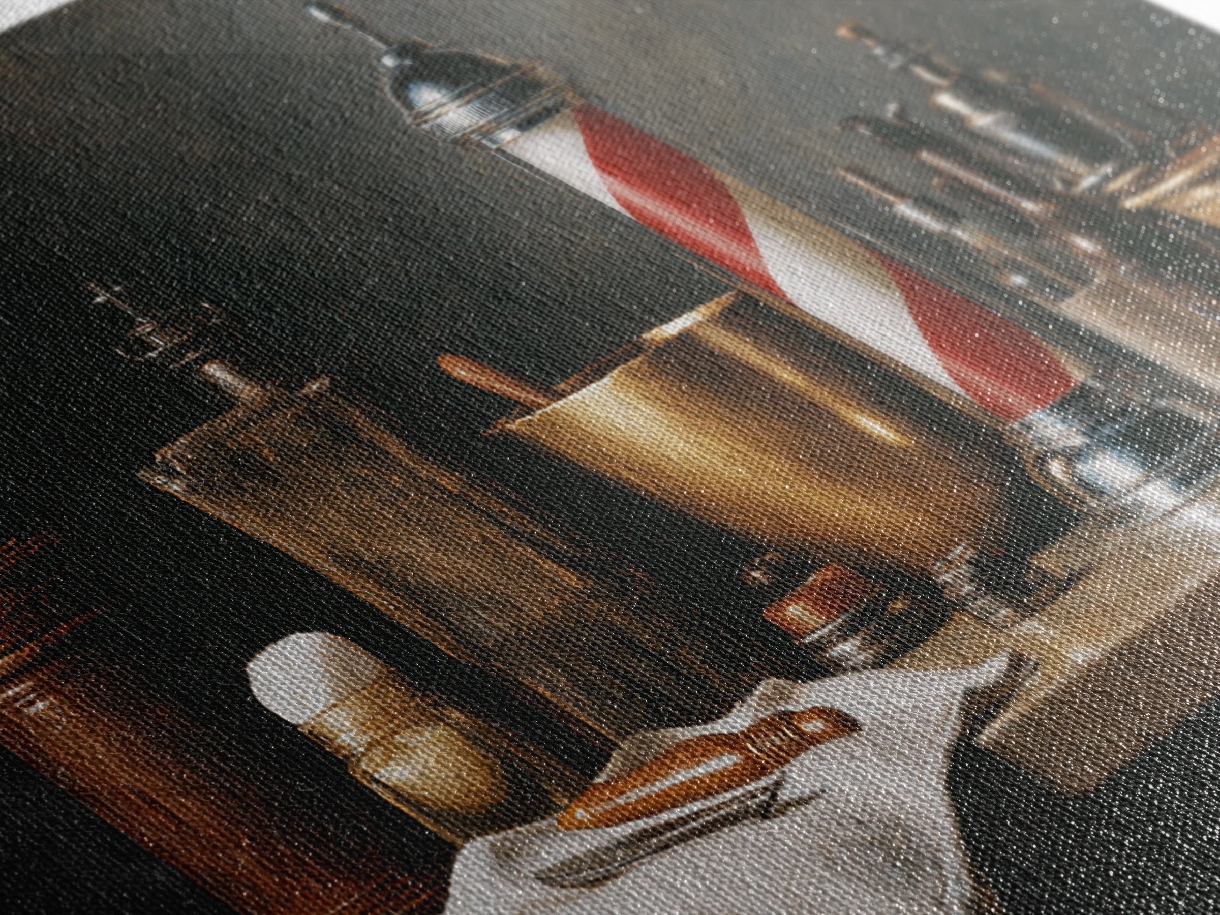 Hot Towel Shave Scene Cropped Close to Framed Canvas Print, Barbershop Art, Fine Art Print, Barbershop Decor, Grooming, BAA-2x1-33