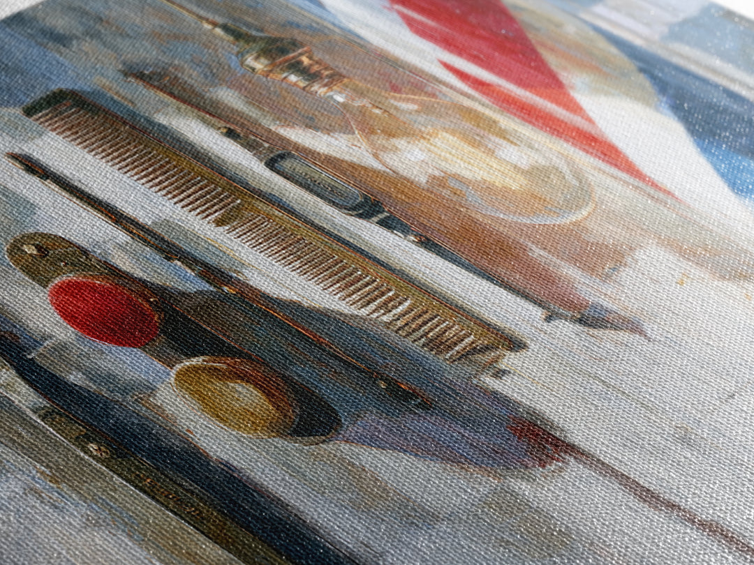 Red White and Blue Stripe Abstraction from Canvas Print, Barbershop Art, Barbershop Decor, Abstract Art, Grooming, BAA-2x1-61