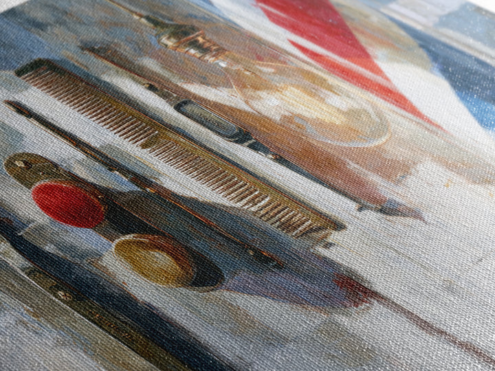 Red White and Blue Stripe Abstraction from Canvas Print, Barbershop Art, Barbershop Decor, Abstract Art, Grooming, BAA-2x1-61