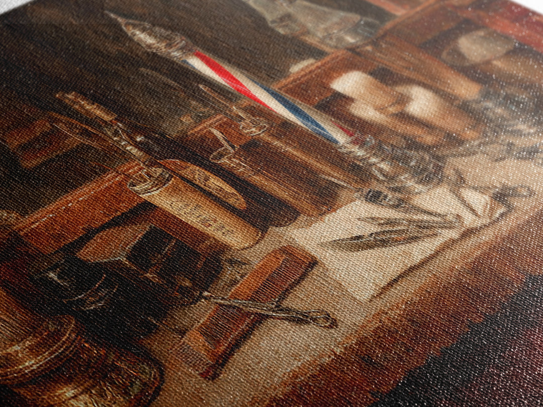 Antique Clippers and Combs on Worn Wood Canvas Print, Barbershop Art, Black Wall Art, Barbershop Decor, Abstract Art, Grooming, BAA-3x1-49