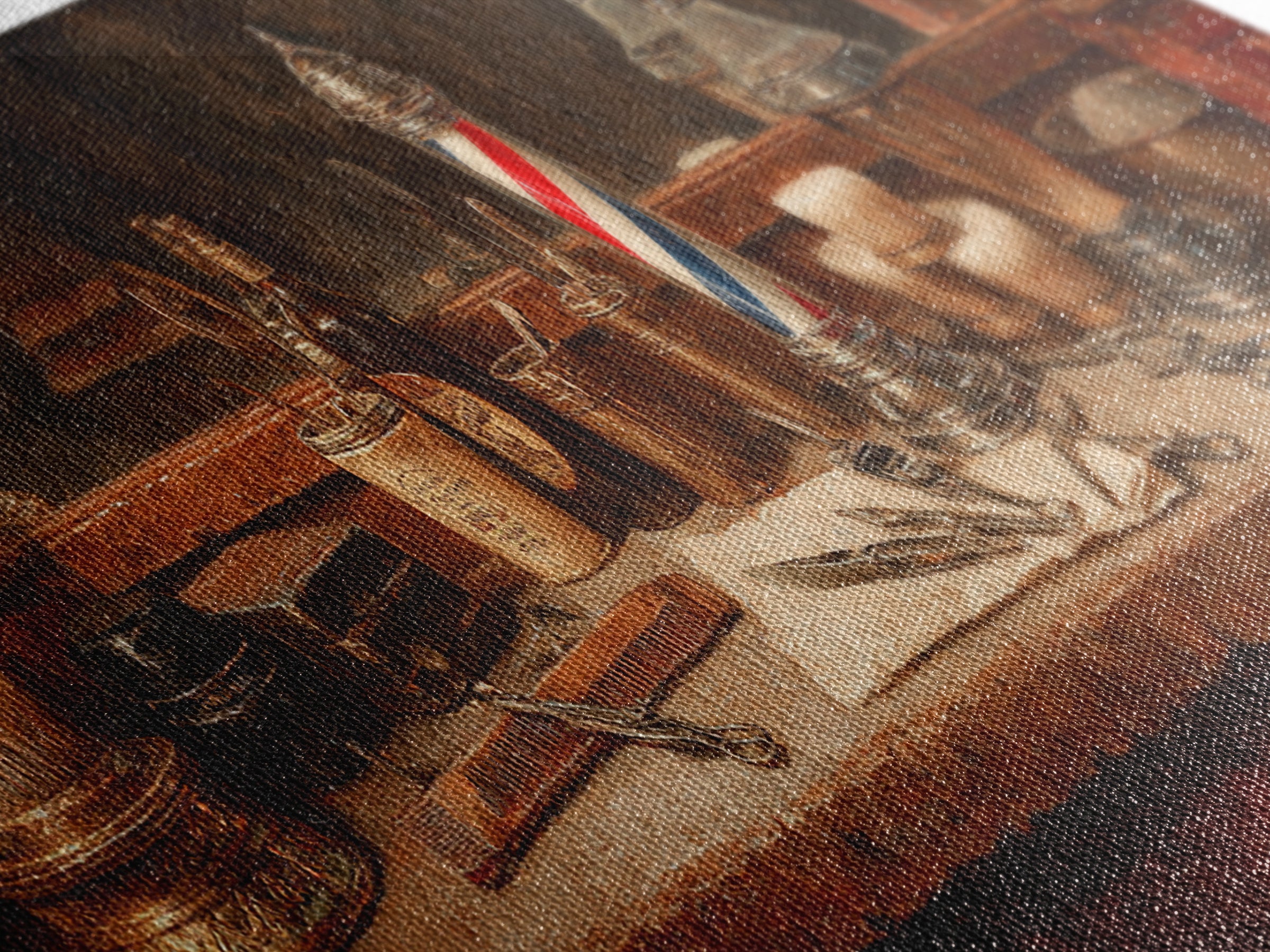 Antique Clippers and Combs on Worn Wood Canvas Print, Barbershop Art, Black Wall Art, Barbershop Decor, Abstract Art, Grooming, BAA-3x1-49