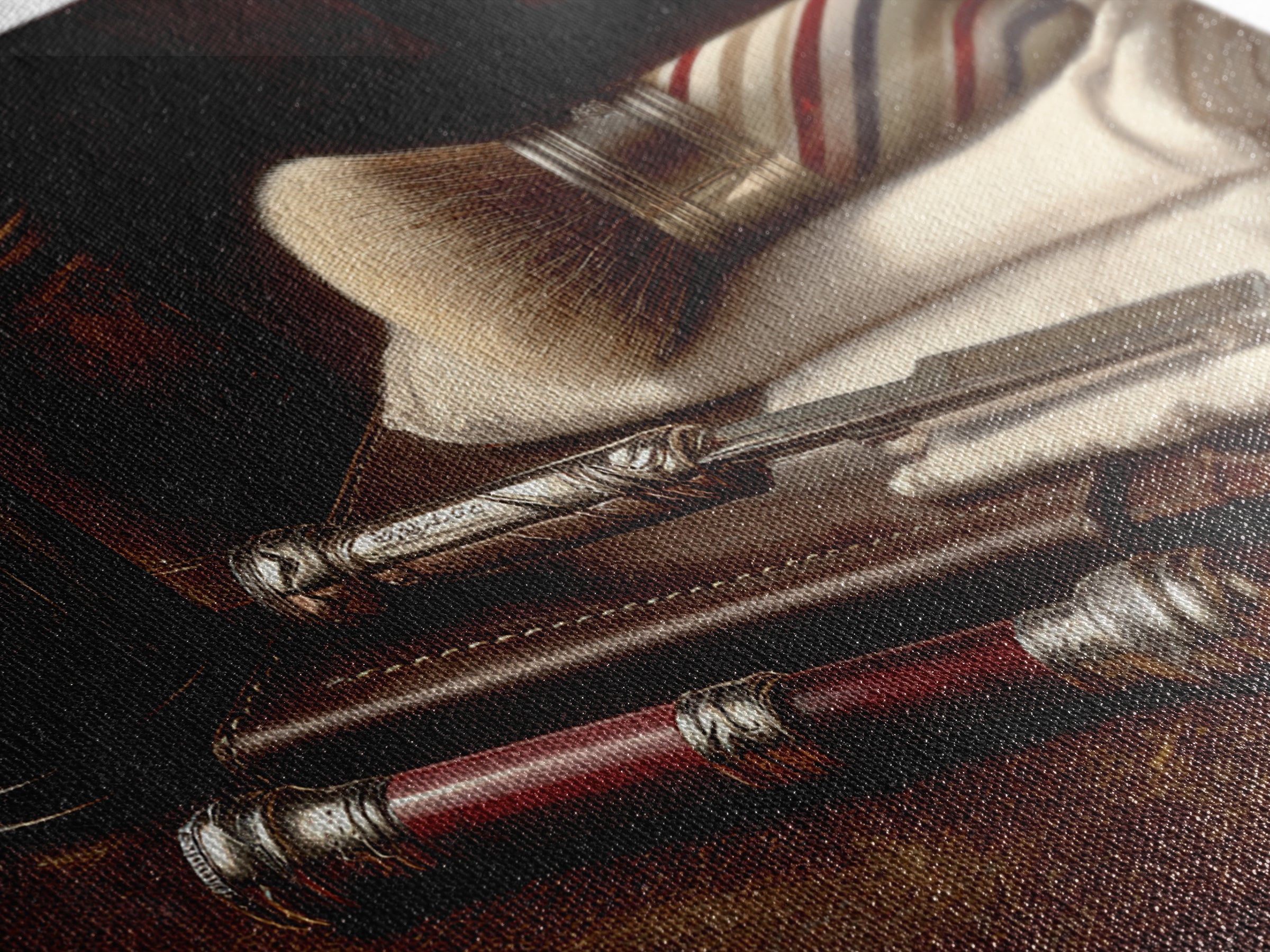 Straight Razor and Shaving Brush on Dark Framed Canvas Print, Barbershop Art, Oil Painting, Barbershop Decor, Grooming, BAA-3x2-6