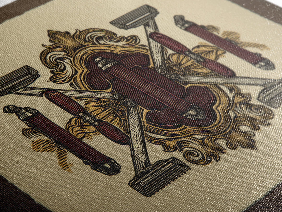 Bold Linocut Barber Emblem Canvas Print, Barbershop Art, Downloadable Art, Barbershop Decor, Fine Art, Grooming, Home Decor, BAA-3x2-76