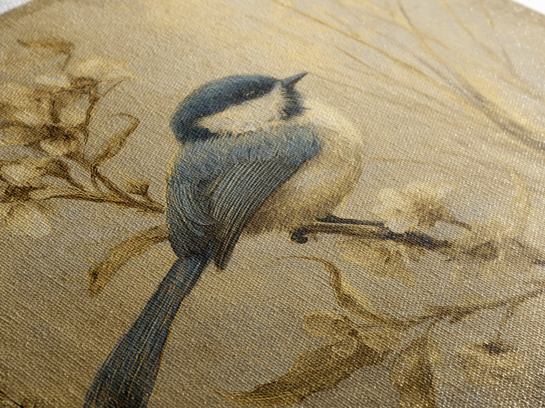 Small Bird on a Flowering Branch Canvas Print, Bed and Breakfast Art, Farmhouse Wall Art, Living Room Decor, Fine Art, BAB-1x1-14