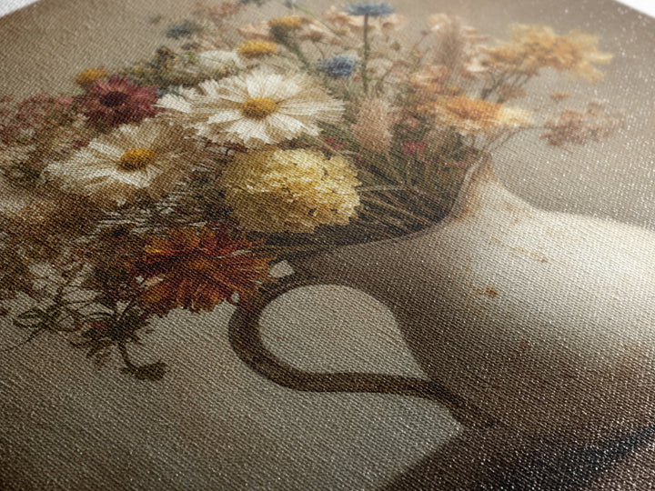 Country Wildflowers in a Chipped Ceramic Pitcher Canvas Print, Bed and Breakfast Art, Room Decor, Living Room Decor, BAB-1x1-49