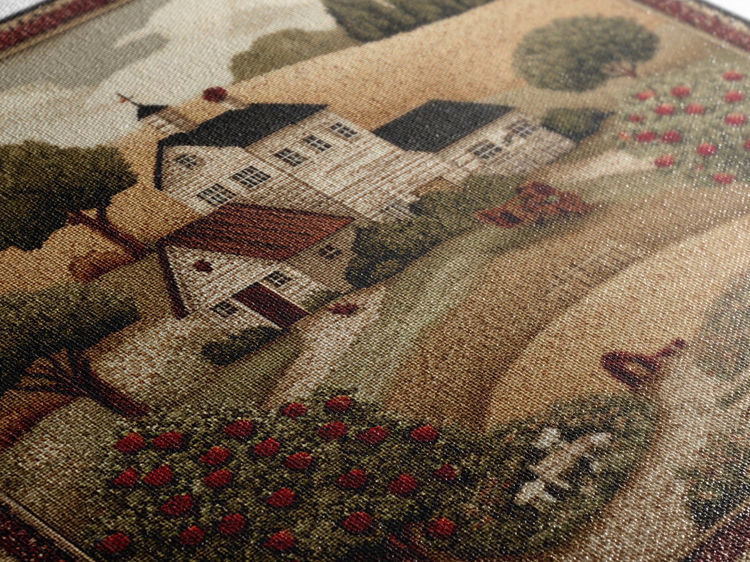 Apple Orchard Scene Framed Canvas Print, Bed and Breakfast Art, Boho Decor, Living Room Decor, Oil Painting, BAB-1x1-61