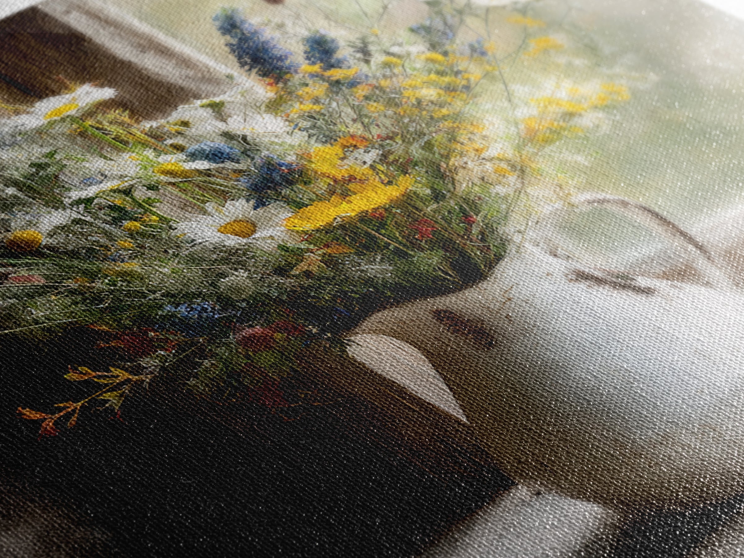 Country Wildflowers in a Chipped Ceramic Pitcher Canvas Print, Bed and Breakfast Art, Home Decor, Living Room Decor, BAB-1x1-73