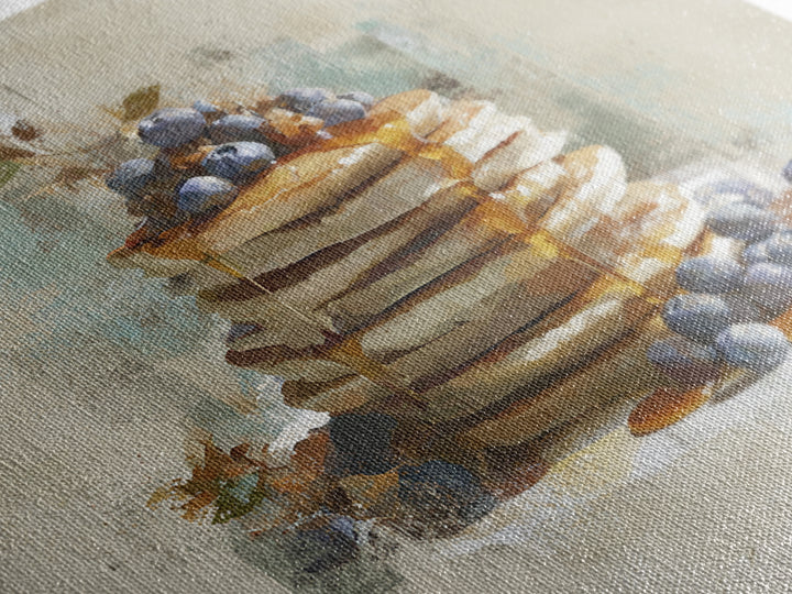 Blueberry Pancakes Still Life Framed Canvas Print, Bed and Breakfast Art, Printable, Living Room Decor, Fine Art, BAB-1x1-8