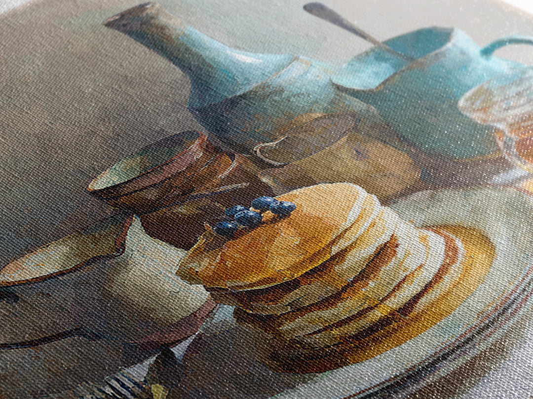 Blueberry Pancakes Still Life Framed Canvas Print, Bed and Breakfast Art, Fine Art Print, Living Room Decor, Fine Art, BAB-1x1-80
