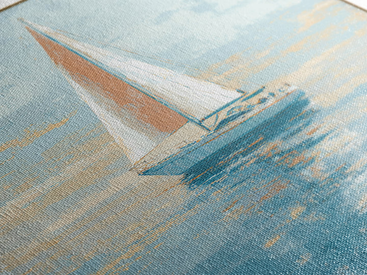 Coastal Inn Sailboat at Sunrise Canvas Print, Bed and Breakfast Art, Contemporary Art, Living Room Decor, Fine Art, BAB-1x1-89