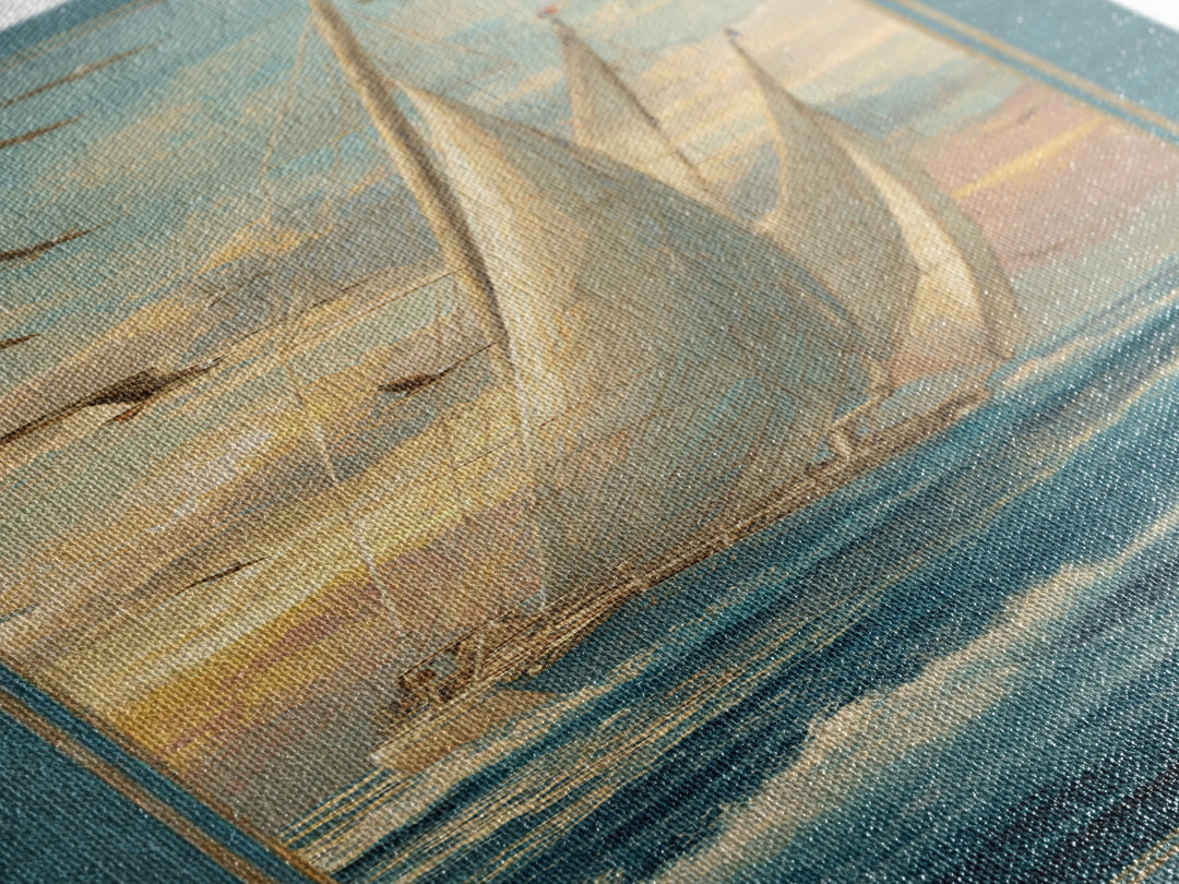Coastal Inn Sailboat at Sunrise Canvas Print, Bed and Breakfast Art, Fine Art Print, Living Room Decor, Fine Art, BAB-1x3-5