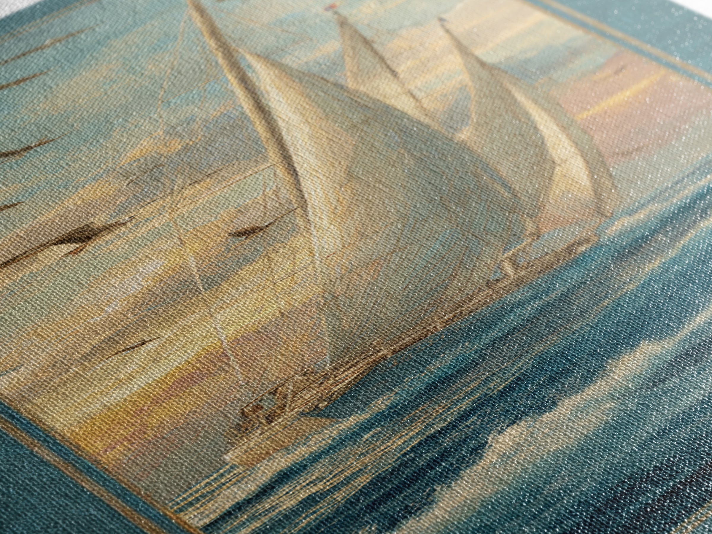 Coastal Inn Sailboat at Sunrise Canvas Print, Bed and Breakfast Art, Fine Art Print, Living Room Decor, Fine Art, BAB-1x3-5