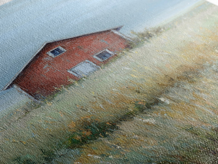 Old Farmhouse Landscape Framed Canvas Print, Bed and Breakfast Art, Boho Decor, Living Room Decor, Fine Art, BAB-1x3-91