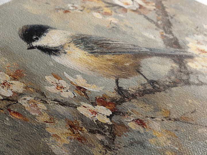 Small Bird on a Flowering Branch Canvas Print, Bed and Breakfast Art, Contemporary Art, Living Room Decor, Bedroom Wall Art, BAB-2x1-34