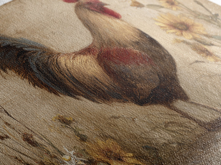 Rooster and Wildflower Country Portrait Canvas Print, Bed and Breakfast Art, Digital Art, Living Room Decor, Fine Art, BAB-2x1-39