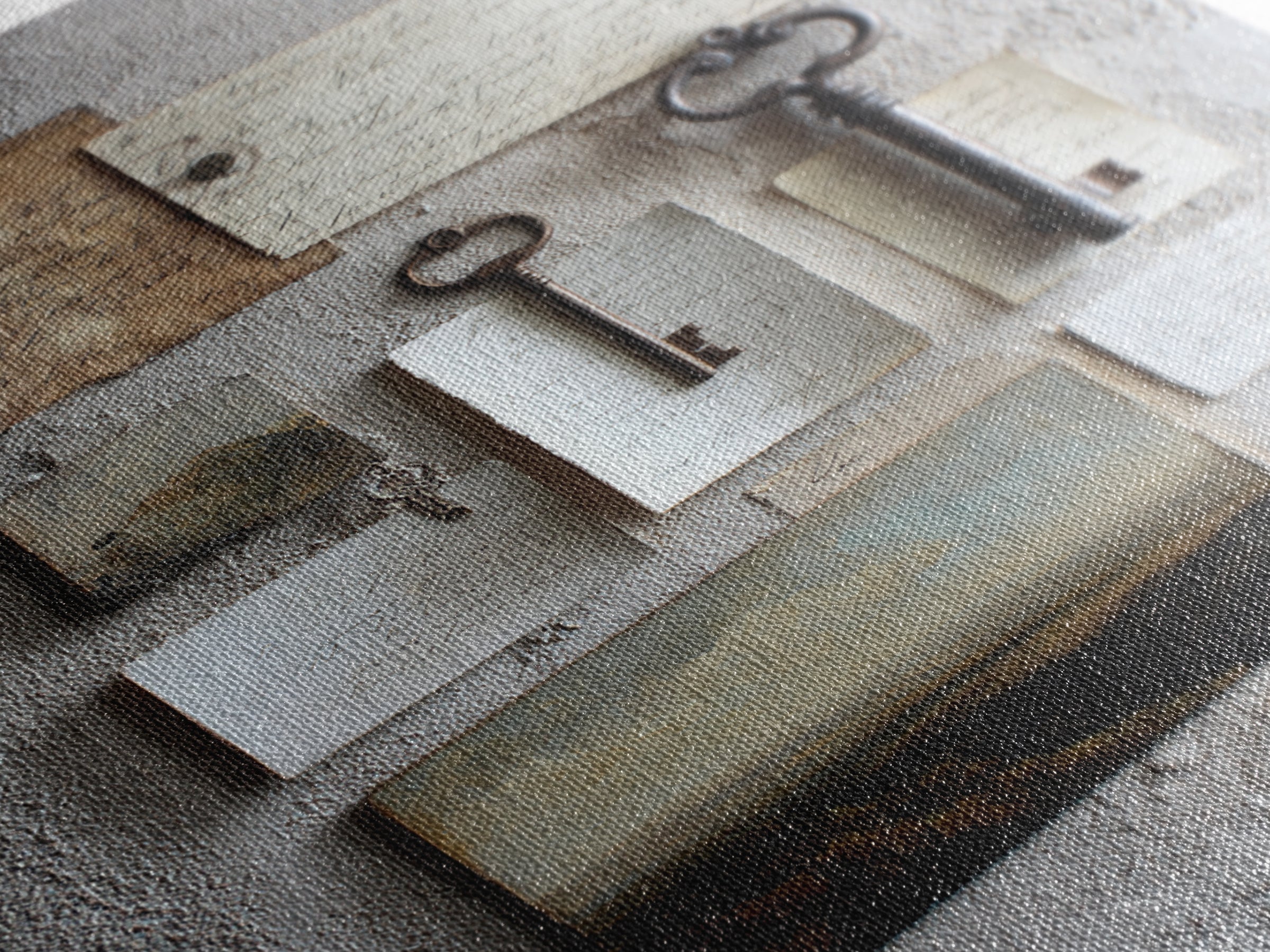Antique Key and Handwritten Letter Arrangement Without Canvas Print, Bed and Breakfast Art, Bedroom Decor, Living Room Decor, BAB-2x3-17
